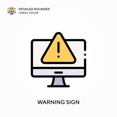 Uyarı işareti yuvarlak çizgi rengini detaylandırdı. Modern vektör illüstrasyon kavramları. Düzenlemesi ve kişiselleştirmesi kolay.