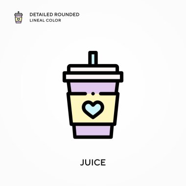 Meyve suyu yuvarlak çizgi rengini detaylandırmış. Modern vektör illüstrasyon kavramları. Düzenlemesi ve kişiselleştirmesi kolay.