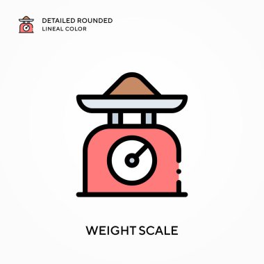 Ağırlık ölçeği ayrıntılı yuvarlak çizgisel renk. Modern vektör illüstrasyon kavramları. Düzenlemesi ve kişiselleştirmesi kolay.