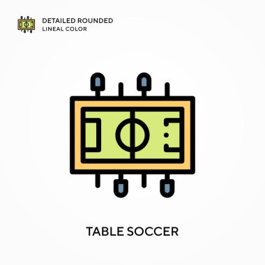 Masa futbolu ayrıntılı yuvarlak çizgi rengi. Modern vektör illüstrasyon kavramları. Düzenlemesi ve kişiselleştirmesi kolay.