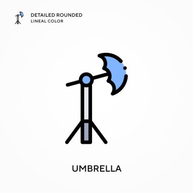 Şemsiye ayrıntılı yuvarlak çizgisel renk. Modern vektör illüstrasyon kavramları. Düzenlemesi ve kişiselleştirmesi kolay.