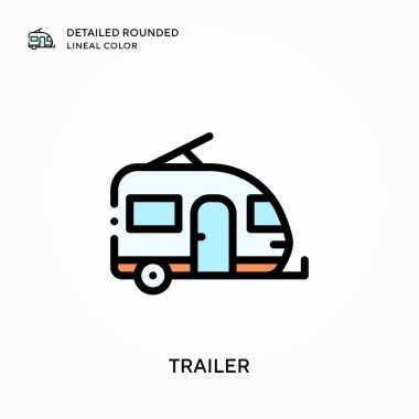 Römork yuvarlak çizgisel renkler içeriyor. Modern vektör illüstrasyon kavramları. Düzenlemesi ve kişiselleştirmesi kolay.