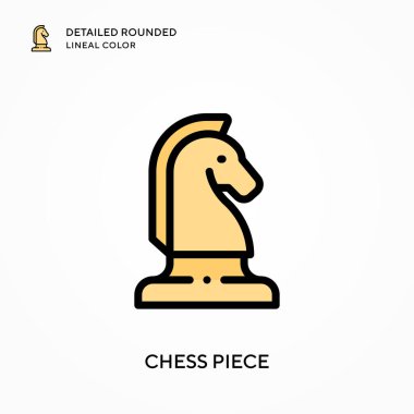 Satranç taşı ayrıntılı yuvarlak çizgisel renk. Modern vektör illüstrasyon kavramları. Düzenlemesi ve kişiselleştirmesi kolay.