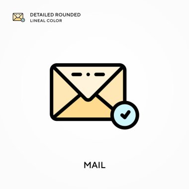 Posta detaylı yuvarlak çizgi rengi. Modern vektör illüstrasyon kavramları. Düzenlemesi ve kişiselleştirmesi kolay.