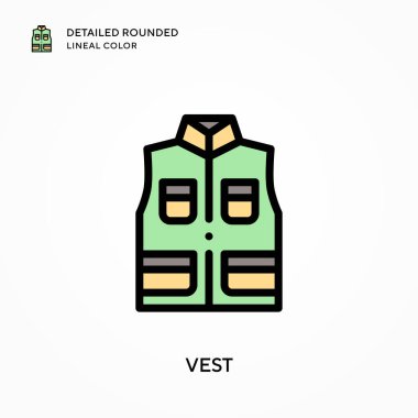 Yeleğin ayrıntılı yuvarlak çizgisel rengi. Modern vektör illüstrasyon kavramları. Düzenlemesi ve kişiselleştirmesi kolay.