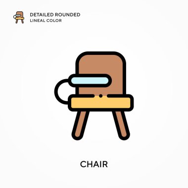 Sandalye yuvarlak çizgi rengini detaylandırmış. Modern vektör illüstrasyon kavramları. Düzenlemesi ve kişiselleştirmesi kolay.