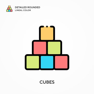 Küpler yuvarlak çizgisel renkleri detaylandırdı. Modern vektör illüstrasyon kavramları. Düzenlemesi ve kişiselleştirmesi kolay.