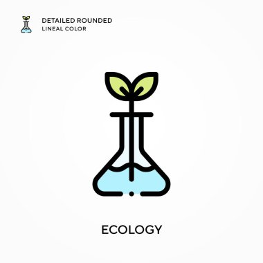 Ekoloji ayrıntılı yuvarlak doğrusal renk. Modern vektör illüstrasyon kavramları. Düzenlemesi ve kişiselleştirmesi kolay.
