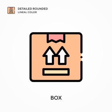 Kutu detaylı yuvarlak çizgi rengi. Modern vektör illüstrasyon kavramları. Düzenlemesi ve kişiselleştirmesi kolay.