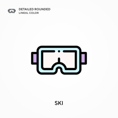 Kayak detaylı yuvarlak çizgisel renk. Modern vektör illüstrasyon kavramları. Düzenlemesi ve kişiselleştirmesi kolay.