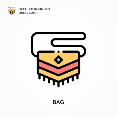 Torbanın ayrıntılı yuvarlak çizgisel rengi. Modern vektör illüstrasyon kavramları. Düzenlemesi ve kişiselleştirmesi kolay.