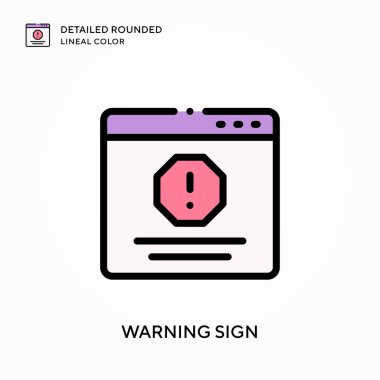 Uyarı işareti yuvarlak çizgi rengini detaylandırdı. Modern vektör illüstrasyon kavramları. Düzenlemesi ve kişiselleştirmesi kolay.