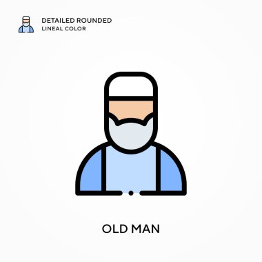 Yaşlı adam yuvarlak çizgi rengini detaylandırdı. Modern vektör illüstrasyon kavramları. Düzenlemesi ve kişiselleştirmesi kolay.
