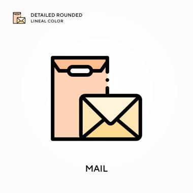 Posta detaylı yuvarlak çizgi rengi. Modern vektör illüstrasyon kavramları. Düzenlemesi ve kişiselleştirmesi kolay.