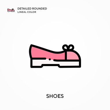 Ayakkabılar ayrıntılı yuvarlak çizgisel renk. Modern vektör illüstrasyon kavramları. Düzenlemesi ve kişiselleştirmesi kolay.