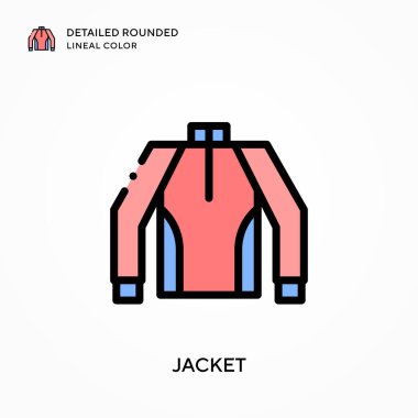 Ceket ayrıntılı yuvarlak çizgisel renk. Modern vektör illüstrasyon kavramları. Düzenlemesi ve kişiselleştirmesi kolay.