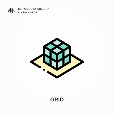 Şebeke detaylı yuvarlak çizgi rengi. Modern vektör illüstrasyon kavramları. Düzenlemesi ve kişiselleştirmesi kolay.