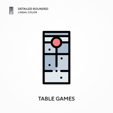 Masa oyunları yuvarlak çizgi rengini detaylandırır. Modern vektör illüstrasyon kavramları. Düzenlemesi ve kişiselleştirmesi kolay.