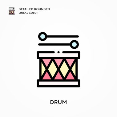 Davul ayrıntılı yuvarlak çizgisel renk. Modern vektör illüstrasyon kavramları. Düzenlemesi ve kişiselleştirmesi kolay.
