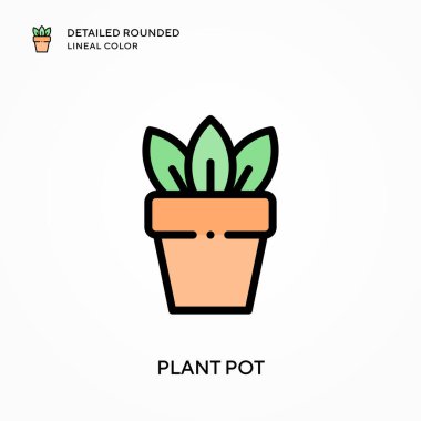 Bitki kabı yuvarlak çizgi rengini detaylandırdı. Modern vektör illüstrasyon kavramları. Düzenlemesi ve kişiselleştirmesi kolay.