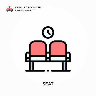 Koltuk ayrıntılı yuvarlak çizgisel renk. Modern vektör illüstrasyon kavramları. Düzenlemesi ve kişiselleştirmesi kolay.