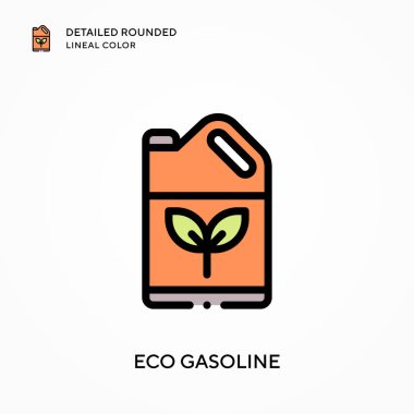 Eko benzin, yuvarlak yuvarlak çizgisel renk. Modern vektör illüstrasyon kavramları. Düzenlemesi ve kişiselleştirmesi kolay.