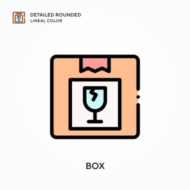 Kutu detaylı yuvarlak çizgi rengi. Modern vektör illüstrasyon kavramları. Düzenlemesi ve kişiselleştirmesi kolay.