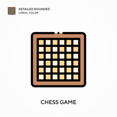 Satranç oyunu yuvarlak çizgi rengini detaylandırdı. Modern vektör illüstrasyon kavramları. Düzenlemesi ve kişiselleştirmesi kolay.