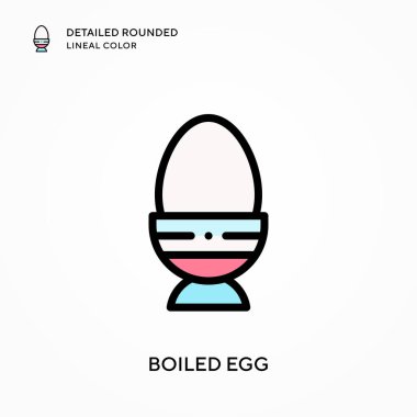 Haşlanmış yumurta ayrıntılı yuvarlak çizgisel renk. Modern vektör illüstrasyon kavramları. Düzenlemesi ve kişiselleştirmesi kolay.