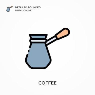 Kahve ayrıntılı yuvarlak çizgisel renk. Modern vektör illüstrasyon kavramları. Düzenlemesi ve kişiselleştirmesi kolay.