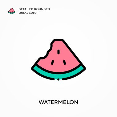 Karpuz ayrıntılı yuvarlak çizgisel renk. Modern vektör illüstrasyon kavramları. Düzenlemesi ve kişiselleştirmesi kolay.