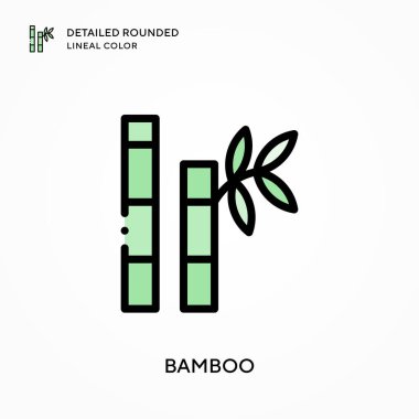 Bambu ayrıntılı yuvarlak çizgisel renk. Modern vektör illüstrasyon kavramları. Düzenlemesi ve kişiselleştirmesi kolay.