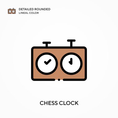 Satranç saati yuvarlak çizgi rengini detaylı olarak açıklar. Modern vektör illüstrasyon kavramları. Düzenlemesi ve kişiselleştirmesi kolay.