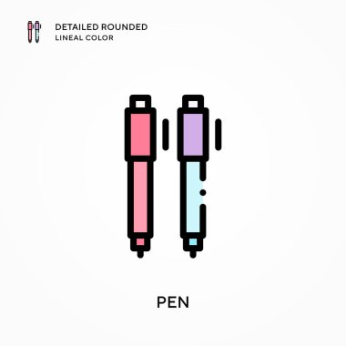 Kalem detaylı yuvarlak çizgi rengi. Modern vektör illüstrasyon kavramları. Düzenlemesi ve kişiselleştirmesi kolay.