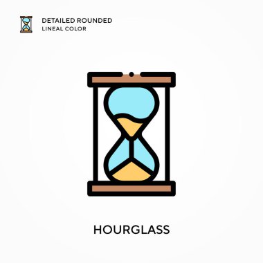 Kum saati yuvarlak çizgisel renkleri detaylı olarak açıklar. Modern vektör illüstrasyon kavramları. Düzenlemesi ve kişiselleştirmesi kolay.