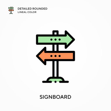 İmza tahtası yuvarlak çizgi rengini detaylandırdı. Modern vektör illüstrasyon kavramları. Düzenlemesi ve kişiselleştirmesi kolay.