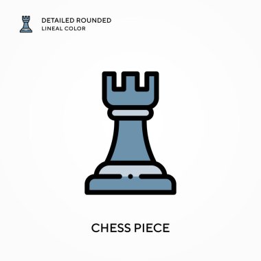 Satranç taşı ayrıntılı yuvarlak çizgisel renk. Modern vektör illüstrasyon kavramları. Düzenlemesi ve kişiselleştirmesi kolay.
