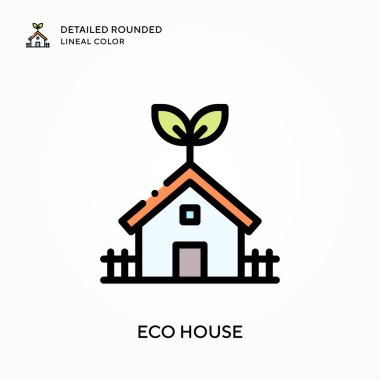 Eko evi yuvarlak çizgisel renkler içeriyor. Modern vektör illüstrasyon kavramları. Düzenlemesi ve kişiselleştirmesi kolay.