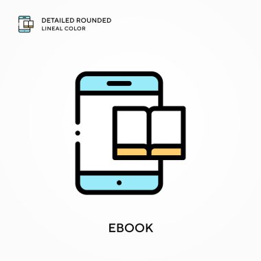 Ebook ayrıntılı yuvarlak çizgi rengi. Modern vektör illüstrasyon kavramları. Düzenlemesi ve kişiselleştirmesi kolay.