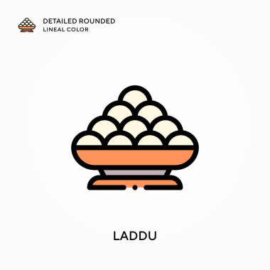 Laddu ayrıntılı yuvarlak çizgisel renk. Modern vektör illüstrasyon kavramları. Düzenlemesi ve kişiselleştirmesi kolay.