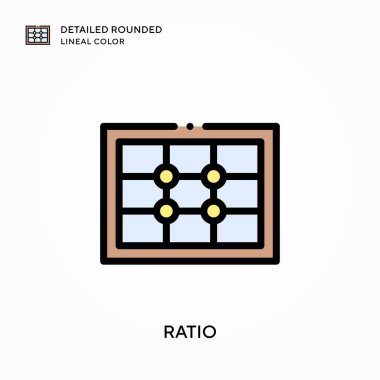 Ayrıntılı yuvarlak doğrusal renk oranı. Modern vektör illüstrasyon kavramları. Düzenlemesi ve kişiselleştirmesi kolay.