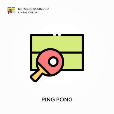 Ping pong ayrıntılı yuvarlak çizgisel renk. Modern vektör illüstrasyon kavramları. Düzenlemesi ve kişiselleştirmesi kolay.