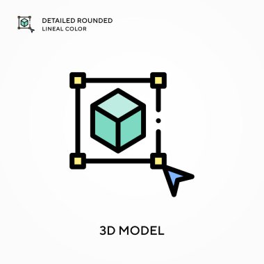3D model ayrıntılı yuvarlak çizgisel renk. Modern vektör illüstrasyon kavramları. Düzenlemesi ve kişiselleştirmesi kolay.