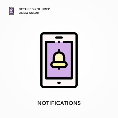 Bildirimler ayrıntılı yuvarlak doğrusal renk. Modern vektör illüstrasyon kavramları. Düzenlemesi ve kişiselleştirmesi kolay.