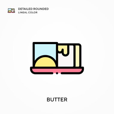 Tereyağı detaylı yuvarlak çizgisel renk. Modern vektör illüstrasyon kavramları. Düzenlemesi ve kişiselleştirmesi kolay.