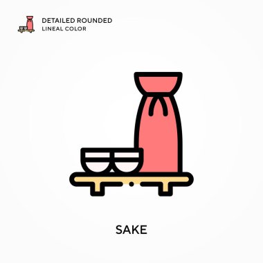 Sake detaylı yuvarlak çizgisel renk. Modern vektör illüstrasyon kavramları. Düzenlemesi ve kişiselleştirmesi kolay.