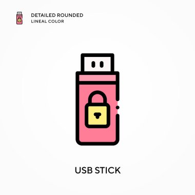 Usb çubuğu ayrıntılı yuvarlak doğrusal renk. Modern vektör illüstrasyon kavramları. Düzenlemesi ve kişiselleştirmesi kolay.