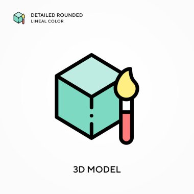 3D model ayrıntılı yuvarlak çizgisel renk. Modern vektör illüstrasyon kavramları. Düzenlemesi ve kişiselleştirmesi kolay.