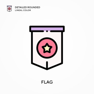 Bayrak ayrıntılı yuvarlak çizgisel renk. Modern vektör illüstrasyon kavramları. Düzenlemesi ve kişiselleştirmesi kolay.