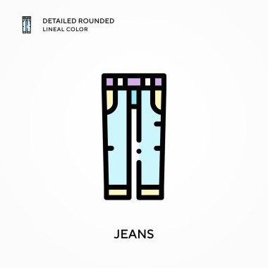 Kot pantolonlar yuvarlak çizgisel renkler içeriyor. Modern vektör illüstrasyon kavramları. Düzenlemesi ve kişiselleştirmesi kolay.